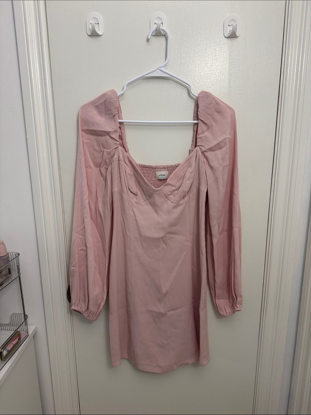 Women's Pink Long Sleeve Square Neck Top